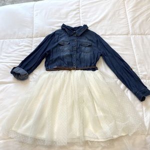 Youth XL girls denim tulle dress